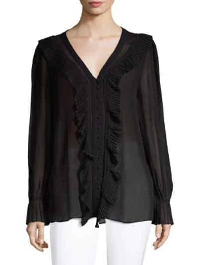 Shop Frame Pleated V-neck Blouse In Noir