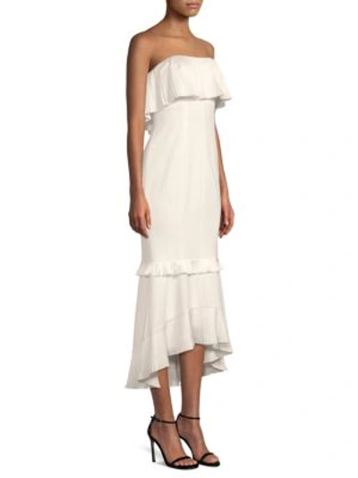 Shop Aidan Mattox Strapless Midi Trumpet Dress In Ivory