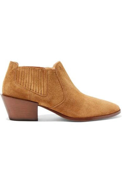 Shop Tod's Suede Ankle Boots In Tan