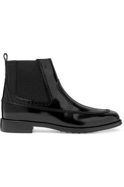 Shop Tod's Glossed-leather Chelsea Boots In Black