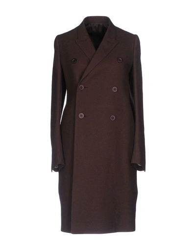 Shop Rick Owens Coat In Dark Brown