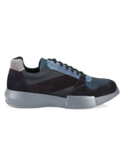 Shop Giorgio Armani Patchwork Sneakers In Blue