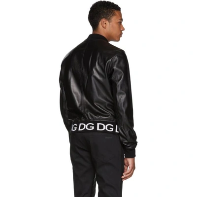 Shop Dolce & Gabbana Dolce And Gabbana Black Leather Bomber Jacket In N0000 Blk