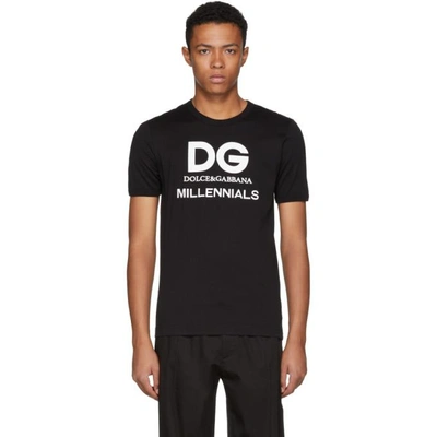 Shop Dolce & Gabbana Black Millennials Logo T-shirt