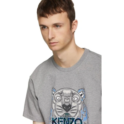 Shop Kenzo Grey Leopard Tiger T-shirt In 95dovegrey