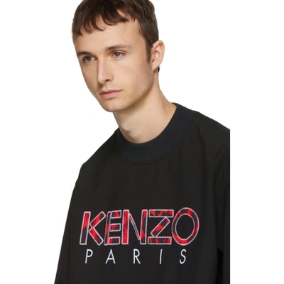 Shop Kenzo Black Woven Logo Sweatshirt In 99.blk.rd.