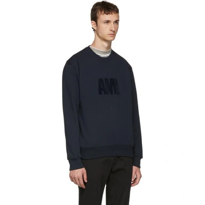 Shop Ami Alexandre Mattiussi Navy Big Logo Sweatshirt In 410 Navy