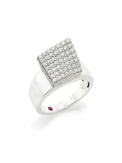 Shop Roberto Coin Sauvage Prive 18k White Gold Diamond Cube Ring In Silver