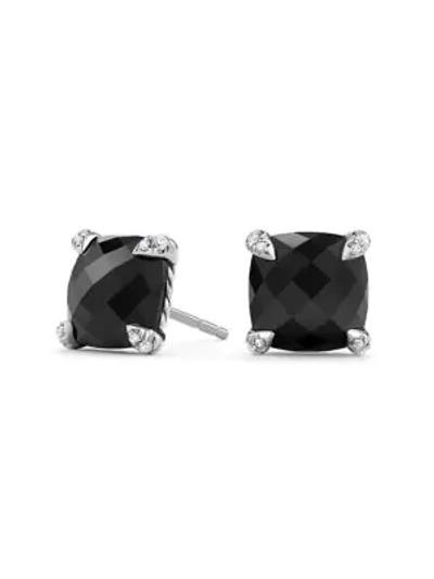 Shop David Yurman Women's Châtelaine Stud Earrings With Gemstone & Diamonds/9mm In Black Onyx