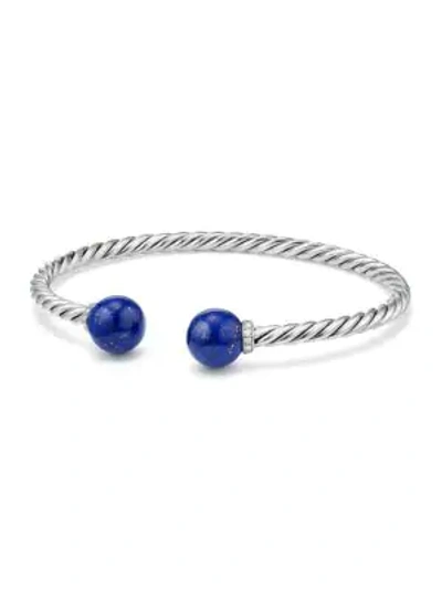 Shop David Yurman Women's Solari Sterling Silver Diamond & Bead Bracelet In Lapiz Lazuli