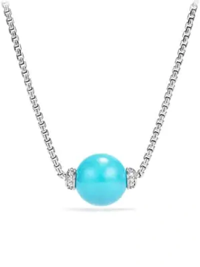 Shop David Yurman Solari Diamond & Gemstone Pendant Necklace In Turquoise