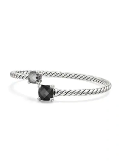 Shop David Yurman Châtelaine® Bypass Sterling Silver, Gemstone & Diamond Bracelet In Black Onyx