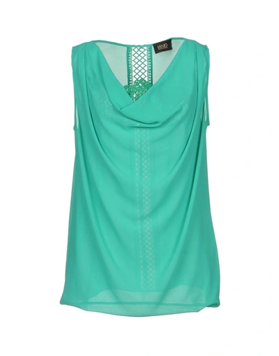 Shop Liu •jo Woman Top Green Size 12 Polyester