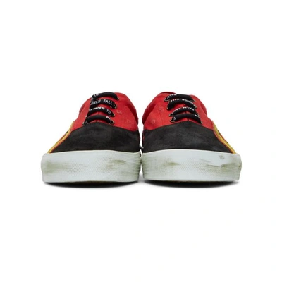 Shop Palm Angels Black And Red Distressed Flame Sneakers In 2088 Red/mu