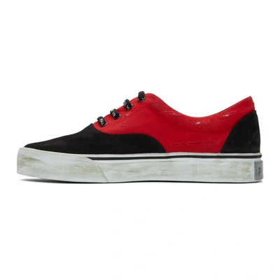 Shop Palm Angels Black And Red Distressed Flame Sneakers In 2088 Red/mu