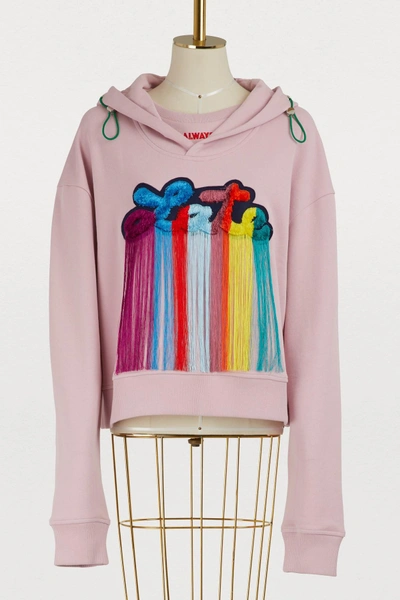 Shop Mira Mikati Late Patch Cotton Hoodie In Light Pink