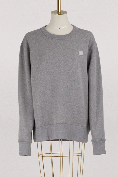 Shop Acne Studios Cotton Sweatshirt In Light Grey Melange
