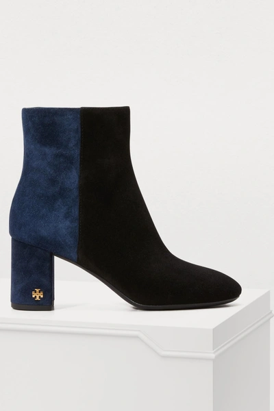 Shop Tory Burch Brooks Boots With Heels In Perfect Black/perfect Navy