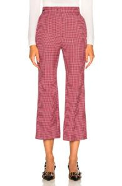 Shop Fendi Micro Madras Wool Pants In Checkered & Plaid,pink In Jelly