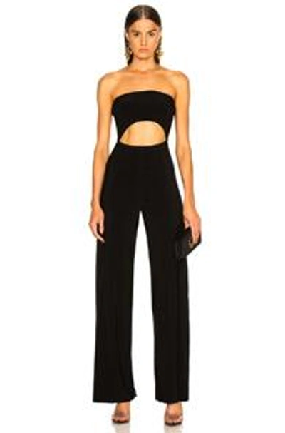 Shop Norma Kamali Strapless Cut Out Jumpsuit In Black
