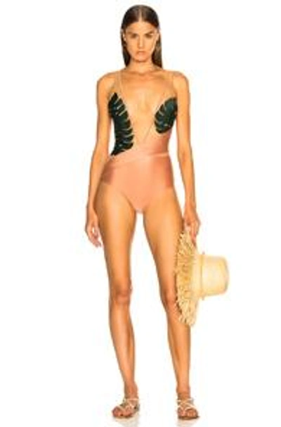 Shop Adriana Degreas Tropical Chic Swimsuit With Tulle In Pink