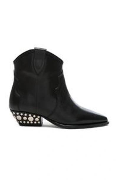 Shop Isabel Marant Leather Dawyna Boots In Black