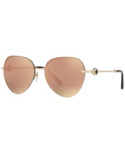 Shop Bvlgari Sunglasses, Bv6108 58 In Pink Gold / Grey Mirror Rose Gold