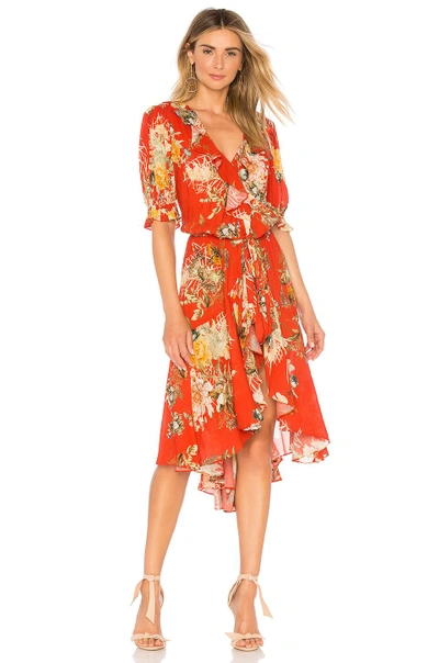 Shop Icons Ruffle Cha Cha Dress In Red Floral