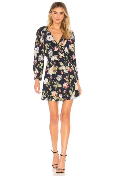 Shop Alice And Olivia Hannah Wrap Dress In Hazy Floral Sapphire