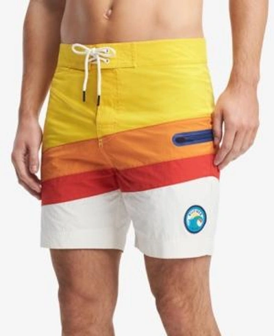 Shop Tommy Hilfiger Men's Belmont Colorblocked 6.5" Board Shorts, Created For Macy's In Lemon