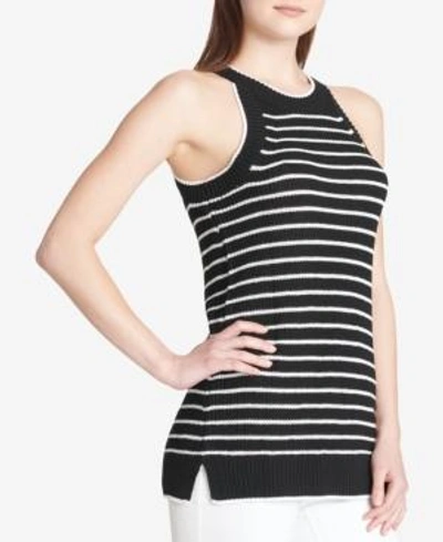 Shop Calvin Klein Striped Sweater In Black/white