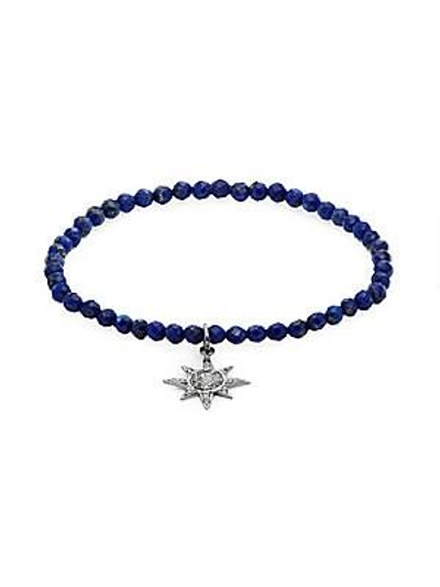 Shop Bavna Lapis Lazuli, Champagne Diamond And Sterling Silver Starburst Stretch Bracelet