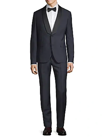 Shop Valentino Shawl Lapel Suit In Navy