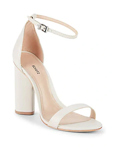 Shop Schutz Jeannine Leather Ankle-strap Sandals In Pearl