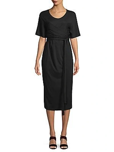 Shop Proenza Schouler Belted Cotton Midi Dress In Black