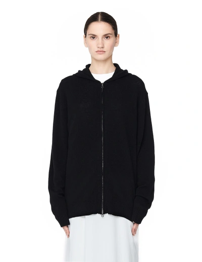 Shop Blackyoto Embroidered Cashmere Zip Up Hoodie In Black