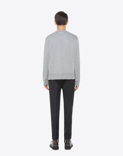 Shop Valentino Concert-print Crew-neck Sweatshirt With Embroidered Detailing In Grey