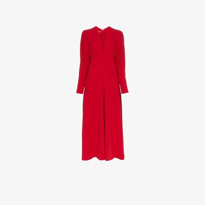 Shop Stella Mccartney Red Lace V Neck Dress