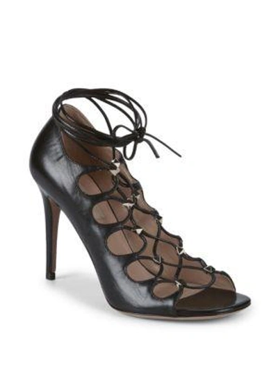 Shop Valentino Studded Leather Strappy Sandals In Red