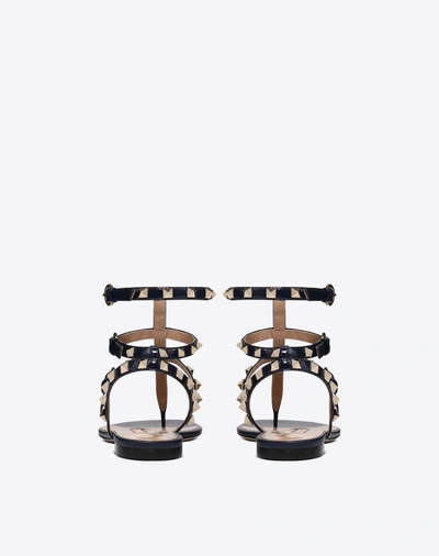 Shop Valentino Patent Rockstud Flat Sandal In Dark Blue