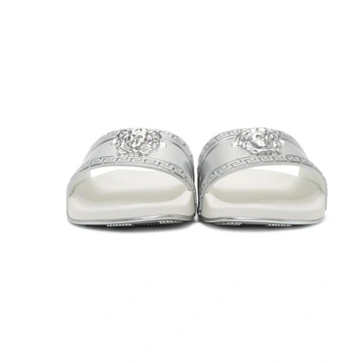 Shop Versace Silver Medusa Pool Slides In D9w Silver/