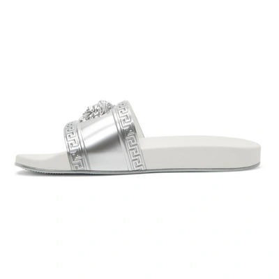 Shop Versace Silver Medusa Pool Slides In D9w Silver/