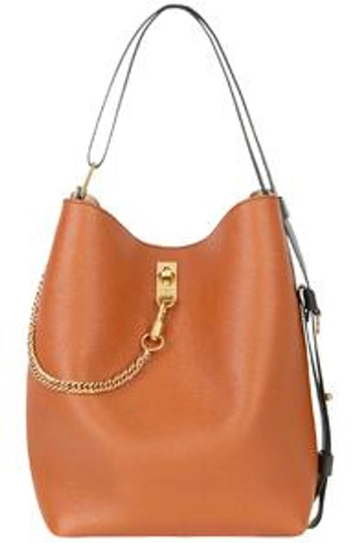 Shop Givenchy Medium Leather Gv Bucket Bag In Brown