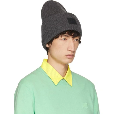 Shop Acne Studios Grey Pansy L Face Beanie In Charcmel