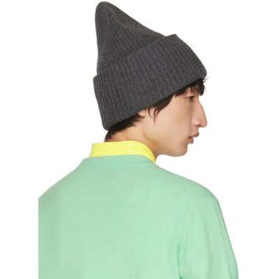 Shop Acne Studios Grey Pansy L Face Beanie In Charcmel