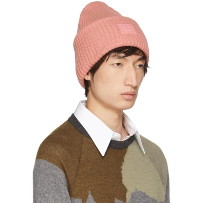 Shop Acne Studios Pink Pansy N Face Beanie In Pale Pink