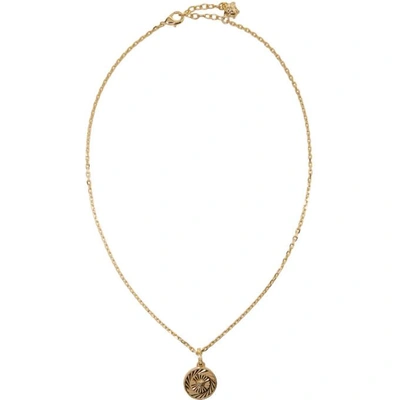 Shop Versace Gold Round Chain Pendant Necklace In D00o Gold