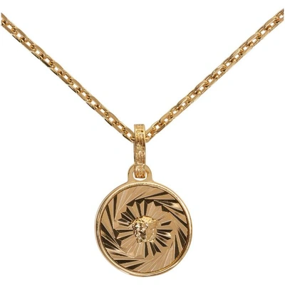 Shop Versace Gold Round Chain Pendant Necklace In D00o Gold