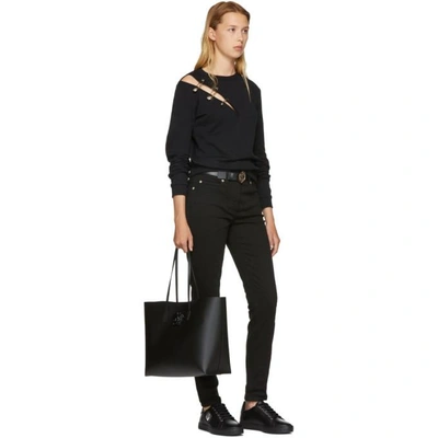 Shop Versus Black Safety Pin Slit Sweatshirt In B1008 Black