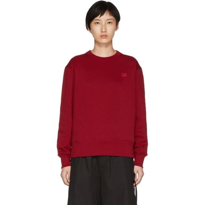 Shop Acne Studios Red Fairview Face Sweatshirt In Ruby Red